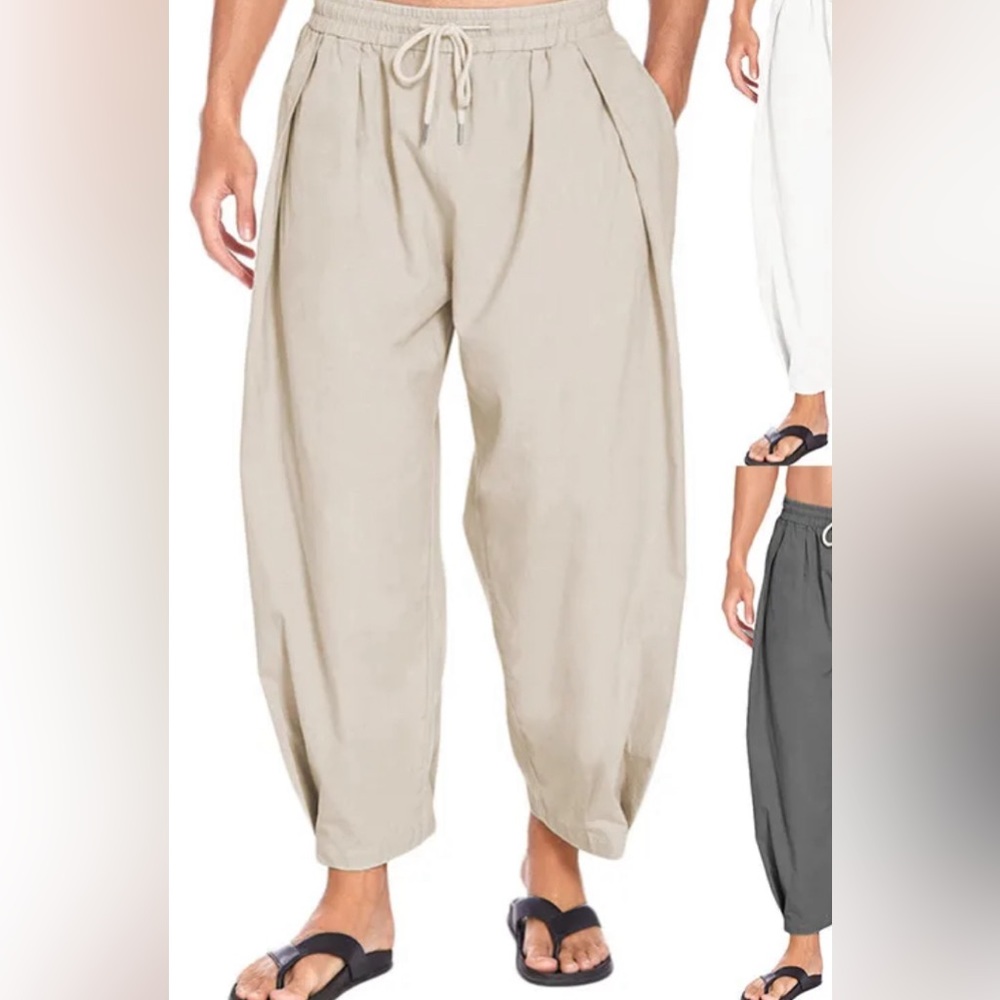 Men trouser thobe pant harem pant silk elastic waist